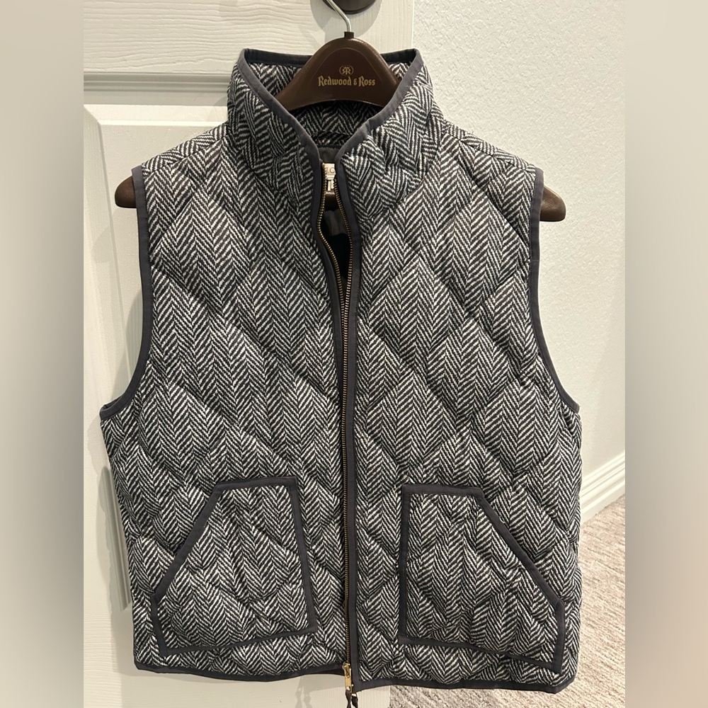 J. Crew Black and White Quilted Vest